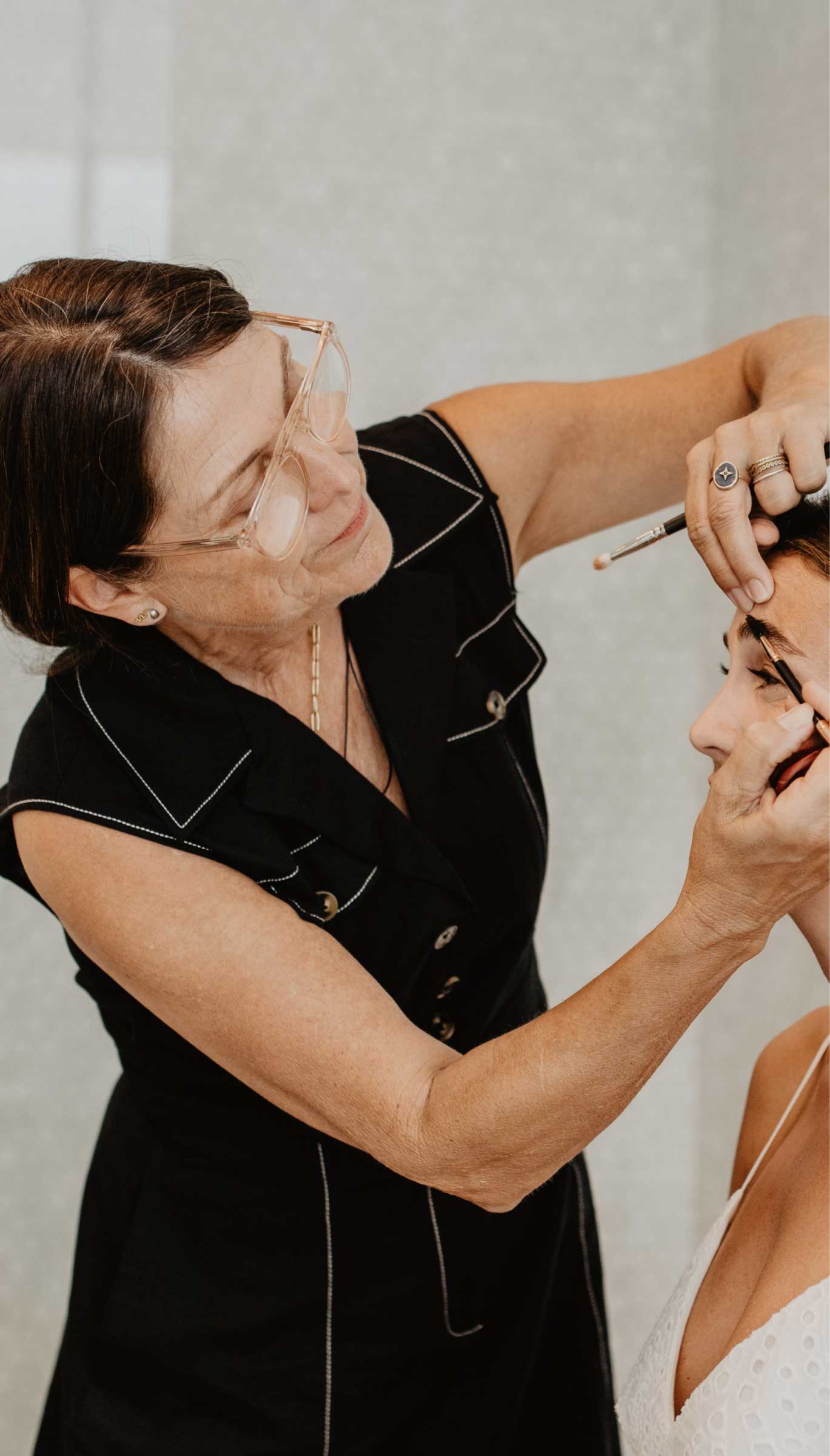 Make artist working on a bride