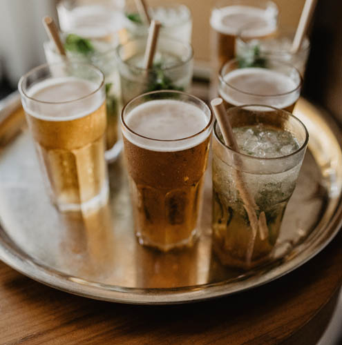 Drinks on a tray